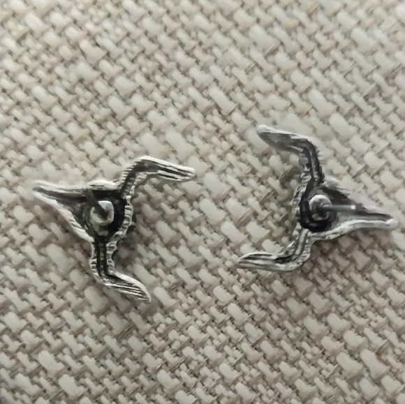 Bull Skull Pierced Earrings Made with Oxidized Silver studs - Picture 4 of 6